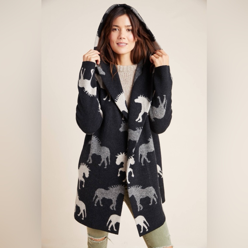 Field & Flower Anthropologie Sedona Wool blend horse equestrian sweater coat